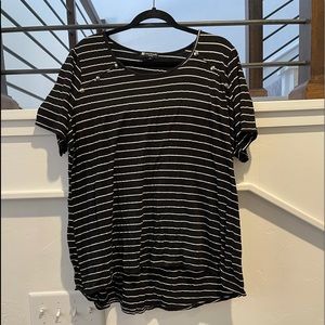 Black and white striped blouse